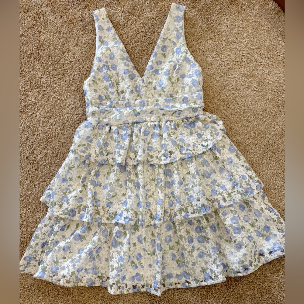 NWT Altar'd State Blue and Cream Floral Dress